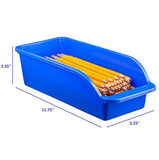 Zilpoo 10 Pack – Plastic Shelf Bins, Closet Shelves Organization Trays, Colorful Classroom Pencil, Crayon Caddy, Kids Elementary Supplies Organizer Storage Baskets