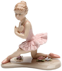 Cosmos Gifts 20863 Ballerina in Pink with Knee Down Ceramic Figurine, 4-1/2-Inch