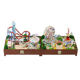 WYD Amusement Park Combination Scene Model DIY Mini Doll House Kit Park Roller Coaster Carousel and Ferris Wheel Model 3D Wooden Mini Doll House Kit with Music Movement for Friends