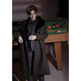 1/3 BJD Doll Handsome Boy SD Dolls Advanced Resin Ball Jointed Dolls with Full Suit + Fur Collar Coat + Leather Shoes + Short Hair + Tie, 100% Handcrafted