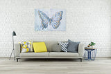 Yihui Arts Butterfly Canvas Wall Art Set Of Two Hand Painted Blue and White Paintings Modern Abstract Animal Artwork with Gold Foil for Living Room Bedroom Bathroom Nursery Decor