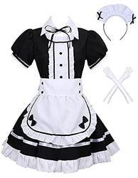 Colorful House Women's Cosplay French Apron Maid Fancy Dress Costume (Small, Black)