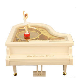 Anferstore Piano Music Box Mechanical Classical Musical Box Vintage Ballerina Girl Piano Shape