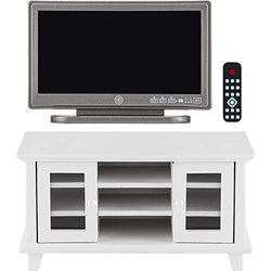 Skylety 2 Pieces 1:12 Miniature TV Television with Remote Control TV Cabinet Dollhouse Television Dollhouse Mini Furniture Model Toy Dollhouse Decoration Accessories