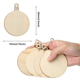 30 Pcs Unfinished Round Wooden Discs with Holes, 3.5" Predrilled Natural Wood Slices Hanging Ornaments, Wood Ornaments Christmas Decoration DIY Crafts with 30pcs Jute Twine for Hanging