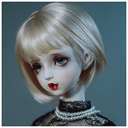 1/6 BJD Doll Wig with Bangs, Linen Gold Hair Loli Wig Doll Accessories for 5.9-6.5 Inch