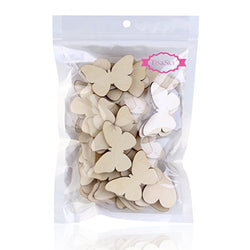 TINKSKY 50pcs Wooden Butterfly Shapes Craft Blank, Natural Unfinished Cutout Shape Wooden