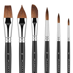 Sable Watercolor Brush Set Kolinsky Watercolor Paint Brushes for Artists 6pcs Kolinsky Hair Paint Brush-Pointed Rounds Flats Cat's Tongue Dagger Brush for Water Color Acrylics Gouache
