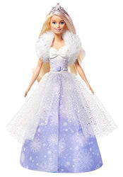 Barbie Dreamtopia Fashion Reveal Princess Doll, 12-Inch, Blonde with Pink Hairstreak, Snowflake Gown and Hairbrush