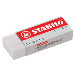 STABILO LEGACY LARGE WHITE ERASER PLASTIC RUBBER ERASERS [Pack of 3 Erasers]