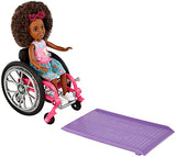 Barbie Chelsea Doll & Wheelchair, with Chelsea Doll (Curly Brunette Hair), in Skirt & Sunglasses, with Ramp & Sticker Sheet, Toy for 3 Year Olds & Up