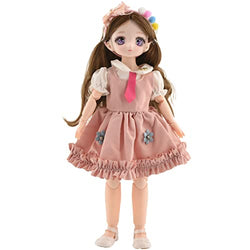 ONRRI 1/6 Scale Anime Fashion Mechanical Joint Posable Doll, with 1 Complete Outfits and Suprise Accessories, 12 Inch, Great Gift for Kids Ages 4+ (DM30080)