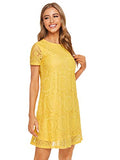 Romwe Women's Short Sleeve Summer Lace Wide Hem Dress Yellow_no Stretchy Small