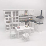 CuteExpress Dollhouse Kitchen Set Miniature Furniture of Dining Room Kit 1/12 Scale Wooden Scenes Accessories (Style-A)