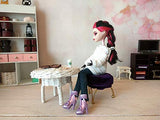 Miniature dollhouse elegant chair, Victorian violet velvet seat with gold metal legs