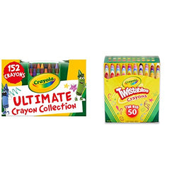 Crayola Ultimate Crayon Collection, Portable Coloring Set, Assorted Colors, 152 Count, Gift for Kids Age 3 Plus & Twistables Crayons Coloring Set, Kids Craft Supplies, Gift, 50 Count