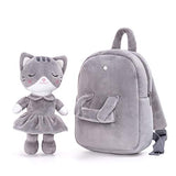 Lazada Kids Backpack Toddler Backpacks Stuffed Animal Cat Toys Small Backpack Gray 9.5"