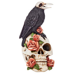 Design Toscano Raven and Roses Day of The Dead Skull Statue