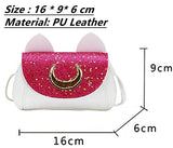 Wellcalmly Moon Luna Cat Purses Pu Leather Gothic Purse Cosplay Moon Sailor Bag Handbags Shoulder Bags (RED)