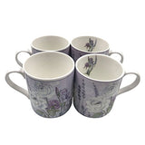 Lightahead Elegent Bone China Coffee Tea Mug set of 4, in attractive gift box in Lavender Floral