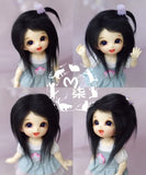 4-5inch(12cm): 1/12 BJD Kurhn Fur Wig Dollfie, AE PukiFee lati, Multicolor Medium-Length Hair