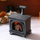 Walbest Miniature Furniture, Mini Hoe Exquisite Lighting Fireplace Wood Miniature Rubber Shoes Hand Truck Hay Bale Firewood Dollhouse Decorations - C