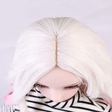Lllunimon BJD SD Doll Hair Wig, White to Pink Long Wavy Curly Doll Wig High Temperature Fiber Doll Accessories,for 1/8 BJD Doll