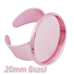 Electrophoresis- Light pink Adjustable Ring Blanks With Bezel-fit 20mm Cabochon-20pcs