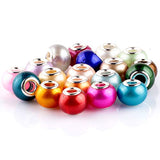 RUBYCA Mix Pearl Imitation Murano Glass Beads European Charm Bracelet Spacer Silver Color 50pcs DIY