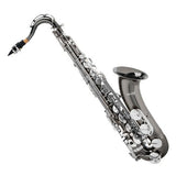 Mendini by Cecilio Tenor Saxophone, L+92D B Flat, Case, Tuner, Mouthpiece, Black with Nickel Keys
