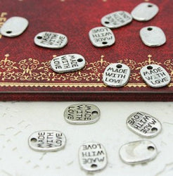 JGFinds 100 Pc Silver Tone Made With Love Pendants, Small 11x9mm - Findings, DIY Crafts, Jewelry