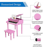 JOYMOR Classical Kids Piano, 30-Key Wood Toy Grand Piano for Toddles, Baby Piano Musical Instrument Toy w/ Bench, Music Stand and Song Book (Pink)