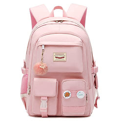 Laptop Backpacks 15.6 Inch School Bag College Backpack Anti Theft Travel Daypack Large Bookbags for Teens Girls Women Students (Pink)