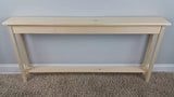 60" Unfinished Pine Narrow Wall, Foyer, Sofa, Console, Hall Table with Bottom Shelf