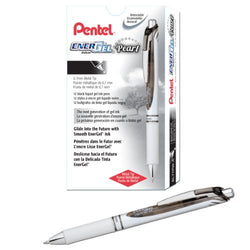 Pentel EnerGel Pearl Deluxe RTX Retractable Liquid Gel Pen, 0.7mm, Black Accent, Black Ink, Box