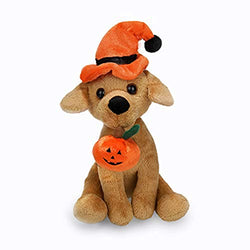 Plushland Halloween Pawpals 12 inches Puppy Dog Plush Stuffed Toy Comes with Hat and Halloween Jack O Lantern - Pumpkin for Kids on This Holiday (Labrador-12‘’)