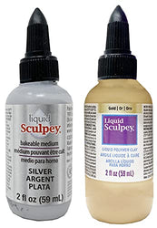 Liquid Sculpey Set - 2-Ounce Liquid Polymer Clay in Silver and Gold (Pack of 2)