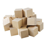 1.5” Inch Wood Cubes Bag of 24 Unfinished Plain Square Blocks | For Painting and Decorating, Puzzle