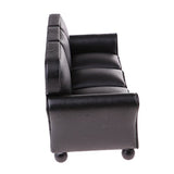 1/12 Dollhouse Furniture Leather Sofa Couch Chair Miniature Model Sitting Room Accessories Decoration Black