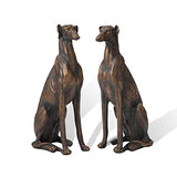 Glitzhome GH50609 Set of 2 Sitting Greyhound Dog Outdoor Statue, Bronze