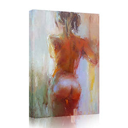Faicai Art Nude Girl Sexy Lady Paintings Colored Abstract Woman Wall Art Canvas Prints Oil Painting Printings Modern Wall Decor Artwork Pictures for Home Decor Bedroom Office Wooden Framed 16"x24"