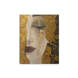 InterestPrint Canvas Wall Art Golden Tears by Gustav Klimt Abstract Painting Reproduction Wood Framed Canvas Print Modern Artwork for Home Decoration Wall Decor,16 x 20 Inches