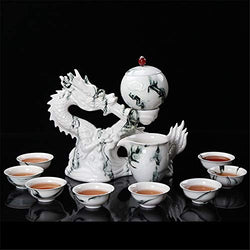 KNDJSPR 10Piece Chinese Kung Fu Tea Set, Porcelain Automatic Tea Sets with Exquisite Packaging Gift Box, Vintage Tea Service, Teacups, Teapot, for Household Office