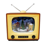 Moments in Time Brown Retro Vintage Music TV Box with Animated Christmas Tree, Christmas Tabletop Decor with LED Lights, Christmas Music, and Animation - Battery Operated (not Included)