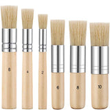 6 Pieces Wooden Stencil Brushes Pure Natural Bristle Template Paint Brushes Painting Bristle Brushes for Acrylic Oil Watercolor Art Painting Stencil Project DIY Crafts, 6 Sizes