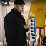 CAHAYA Melodica 37 Keys with Carrying Bag and 2 with Mouthpieces Air Piano Keyboard Musical Instrument for Kids and Adults, Blue, Model CY0049-2