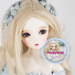 1/3 BJD Doll Wig with 9-10 Inch High Temperature Synthetic Fiber Long Light Blonde Curls Hair Wig BJD Doll Wigs for 1/3 1/4 1/6 BJD SD Doll (T0809)