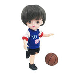 EVA BJD 1/8 Mini BJD Doll Cute 15cm 5.9" Sport Jointed Dolls ABS + Clothes + Accessories Toy Gift (Basketball boy)