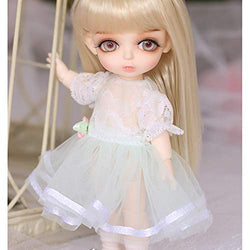 MEESock BJD Doll Clothes Dress Up Accessory, Handmade Pretty Puff Sleeve Lace Princess Yarn Dress for 1/8 SD Girl Doll (Clothes Only, Do Not Include Doll)