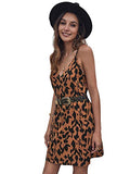Romwe Women's Allover Print Spaghetti Strap Sundress V Neck Summer Cami Dress Rust Orange S